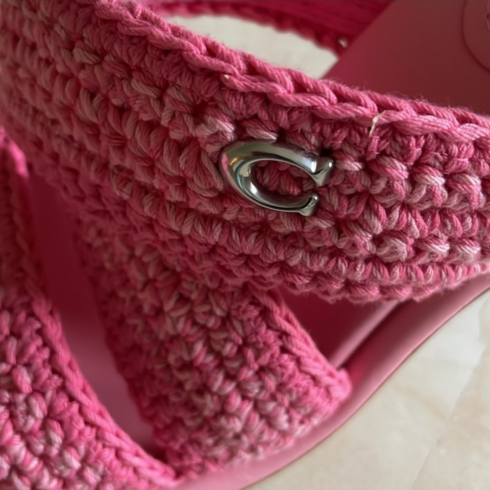 Coach Pink Sandals with Knitted Texture and Sculptural Heel - Picture 10 of 10